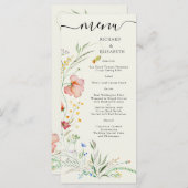 Moderne Wildblume Menükarte (Vorne/Hinten)