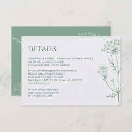 Moderne Wildblume Minimal Sage Green Wedding Begleitkarte