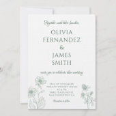 Moderne Wildblume Minimal Sage Green Wedding Einladung (Vorderseite)