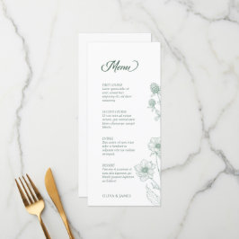 Moderne Wildblume Minimal Sage Green Wedding Menükarte
