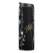 Moderne Wildblume Monogram Black Light Blue Thermosbecher (Nach rechts gedreht)
