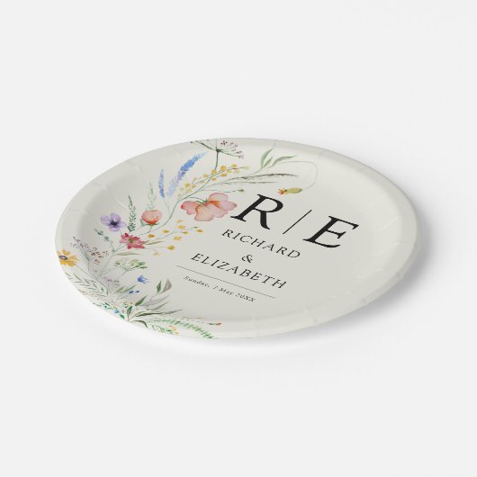 Moderne Wildblume Pappteller (Schrägansicht)