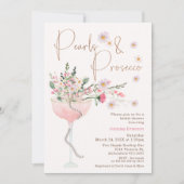 Moderne Wildblume Perl und Prosecco Brautparty Einladung (Vorderseite)
