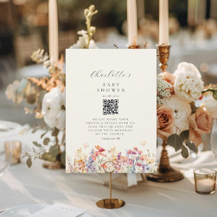 Moderne, Wildblume, QR-Code, Babydusche,