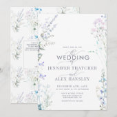Moderne Wildblume QR Code Hochzeitseinladung Einladung (Vorne/Hinten)