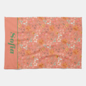 Moderne Wildblume rosa gelbe Musterbezeichnung ora Geschirrtuch (Horizontal)