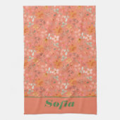 Moderne Wildblume rosa gelbe Musterbezeichnung ora Geschirrtuch (Vertikal)