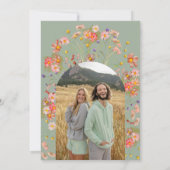 Moderne Wildblume Sage Green Foto Arch Wedding Save The Date (Rückseite)