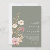 Moderne Wildblume | Sage Green Garden Wedding Einladung (Vorderseite)