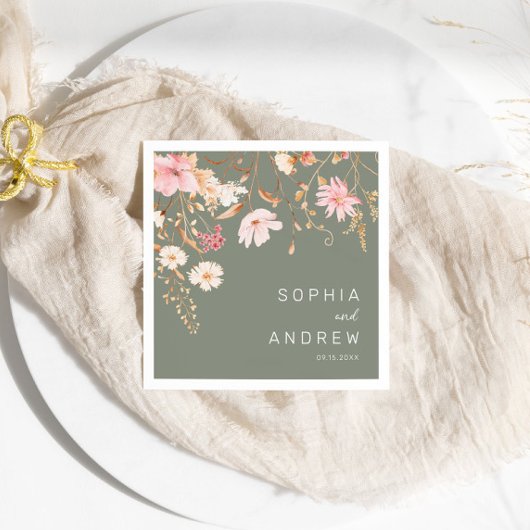 Moderne Wildblume | Sage Green Garden Wedding Serviette