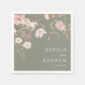 Moderne Wildblume | Sage Green Garden Wedding Serviette (Vorderseite)