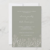 Moderne Wildblume Sage Green Wedding Einladung (Vorderseite)