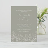 Moderne Wildblume Sage Green Wedding Einladung (Stehend Vorderseite)