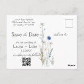 Moderne Wildblume Save the Date Foto Postkarte (Rückseite)
