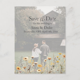 Moderne Wildblume Save the Date Foto Postkarte