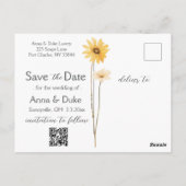 Moderne Wildblume Save the Date Foto Postkarte (Rückseite)