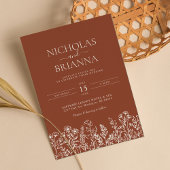 Moderne Wildblume Terracotta Burnt Orange Wedding Einladung