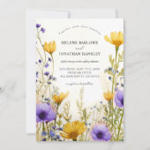 Moderne Wildblume Wasserfarben Elegante Hochzeit Einladung (Vorderseite)