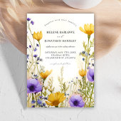 Moderne Wildblume Wasserfarben Elegante Hochzeit Einladung