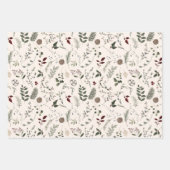 Moderne Wildblume Wasserfarbenes Weihnachtsmuster Geschenkpapier Set (Vorderseite 3)