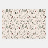 Moderne Wildblume Wasserfarbenes Weihnachtsmuster Geschenkpapier Set (Vorderseite 2)