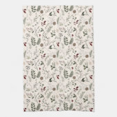 Moderne Wildblume Wasserfarbenes Weihnachtsmuster Geschirrtuch (Vertikal)