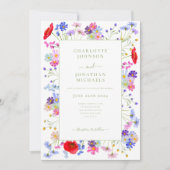 Moderne Wildblume Wasserfarbenhochzeit Einladung (Vorderseite)