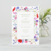 Moderne Wildblume Wasserfarbenhochzeit Einladung (Stehend Vorderseite)