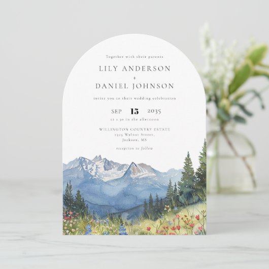 Moderne Wildblume Watercolor Einladung (Stehend Vorderseite)