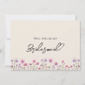 Moderne Wildblume Wedding Bridesmaid Vorschlag Car Einladung (Vorderseite)