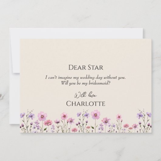 Moderne Wildblume Wedding Bridesmaid Vorschlag Car Einladung (Rückseite)