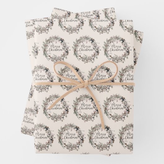 Moderne Wildblume Weihnachtsbild Geschenkpapier Set (Beispiel)