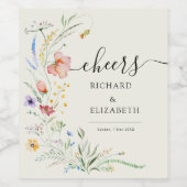 Moderne Wildblume Weinetikett (Einzelnes Label)