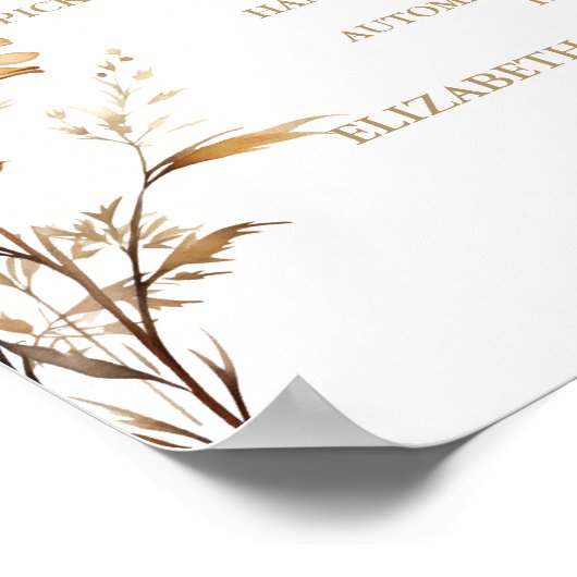 Moderne WildblumeGold Grazing table Sign Poster (Ecke)