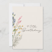 Moderne Wildblumen 40. Geburtstag Einladung (Rückseite)