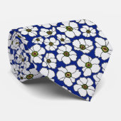 Moderne Wildblumen auf Blau Krawatte (Gerollt)