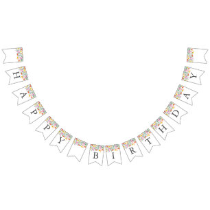 Moderne Wildblumen Baby Girl 1. Geburtstag Party Wimpelkette