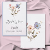 Moderne Wildblumen Blaues Brautparty Einladung