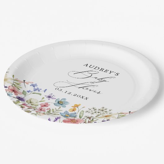 Moderne Wildblumen Blumenbücher für Kinder Pappteller (Schrägansicht)