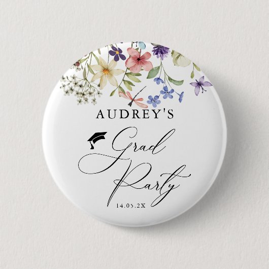 Moderne Wildblumen Blumengrad Party Button (Vorderseite)