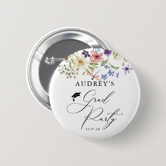 Moderne Wildblumen Blumengrad Party Button (Vorne & Hinten)