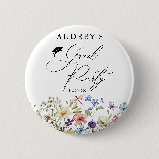 Moderne Wildblumen Blumengrad Party Button (Vorderseite)