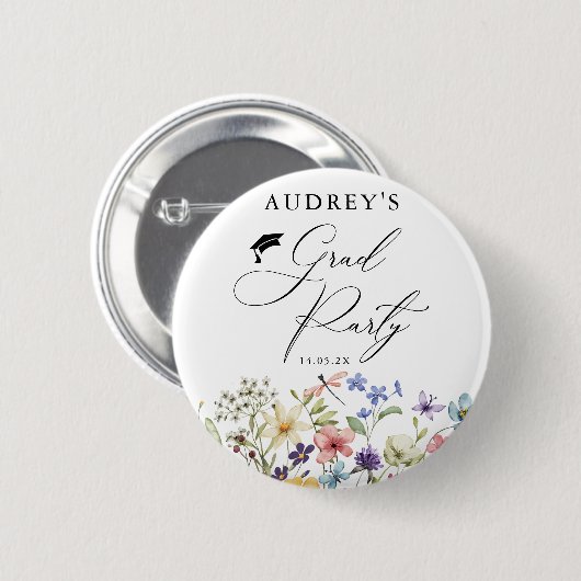Moderne Wildblumen Blumengrad Party Button (Vorne & Hinten)