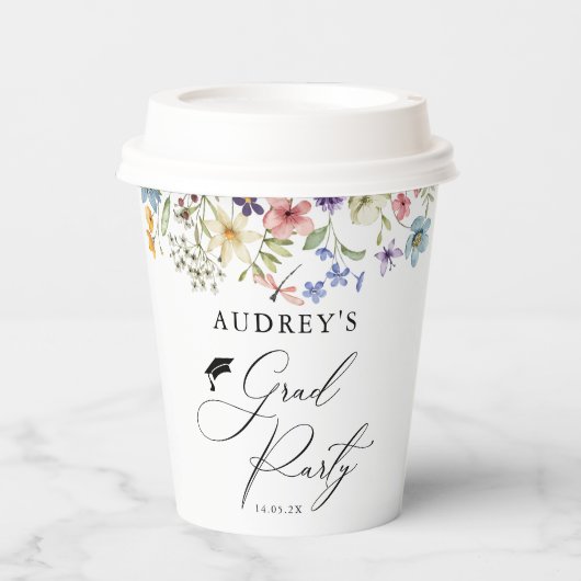 Moderne Wildblumen Blumengrad Party Pappbecher (Vorderseite)