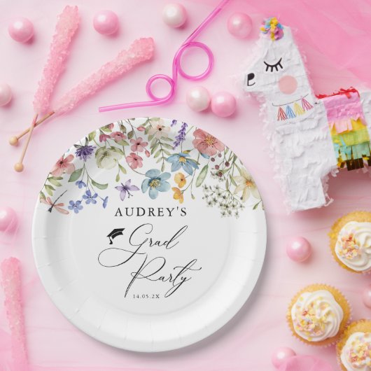 Moderne Wildblumen Blumengrad Party Pappteller (Party)