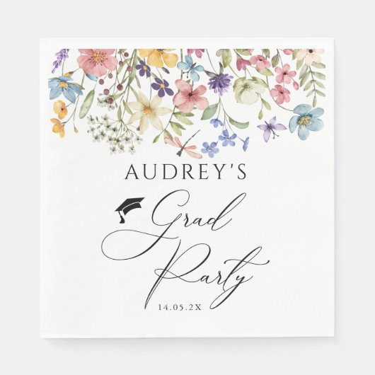 Moderne Wildblumen Blumengrad Party Serviette (Vorderseite)