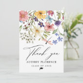 Moderne Wildblumen Blumenstudium Foto Party Dankeskarte (Stehend Vorderseite)