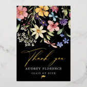 Moderne Wildblumen Blumenstudium Foto Party Folieneinladung (Vorderseite)