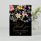 Moderne Wildblumen Blumenstudium Foto Party Folieneinladung (Stehend vorne)