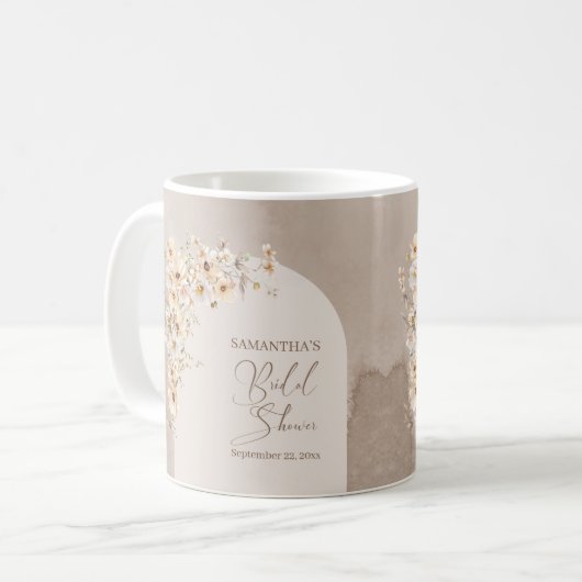 Moderne Wildblumen Elfenbeinbogenrahmen Kaffeetasse (Vorderseite Links)